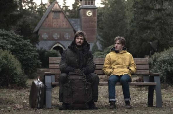 Andreas Pietschmann with Louis Hofmann in Dark series set.